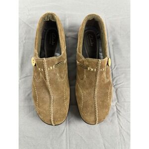 Clarks Bendables 39307 Brown suede closed‎ toe loafers Women's shoes 10M